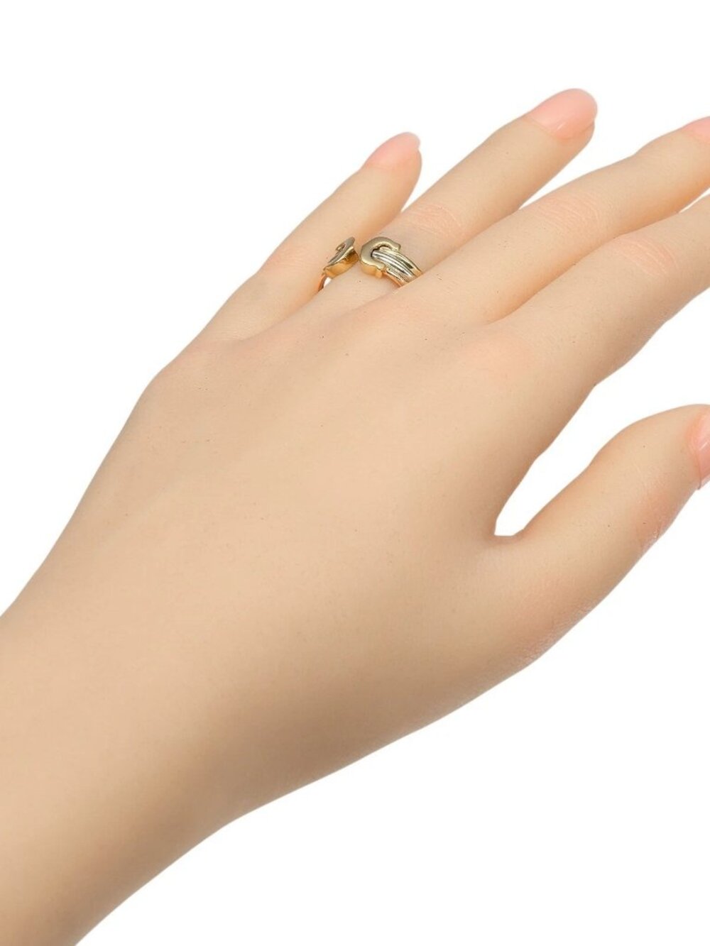 CARTIER 2C three color Ring K18 Gold (YGxPGxWG) #5.1(US Size) 4.83g Women - Picture 2 of 10